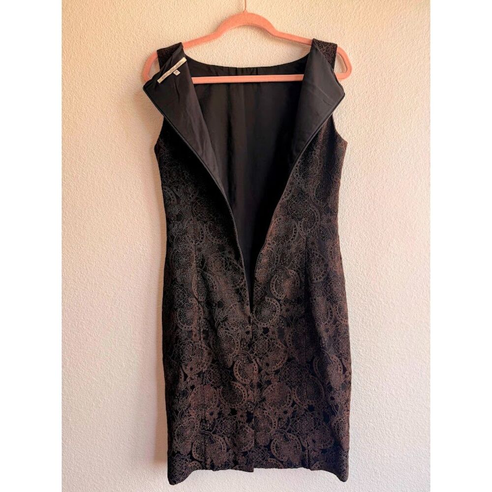 Vintage 90s Erny Van Reijmersdal Brocade Sheath Dress in Brown & Black size EU38 - Picture 8 of 13